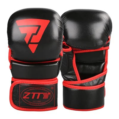 עור UFC כפפות MMA שחורות עור מתמודדות